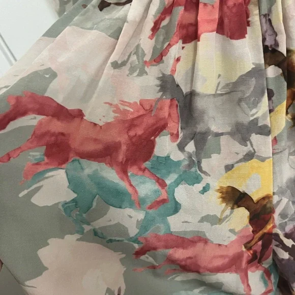 Jumpsuit Horse Print Watercolor, Sz M, Cotton&Silk, Exquisite Drape by Ainsley - Picture 4 of 11